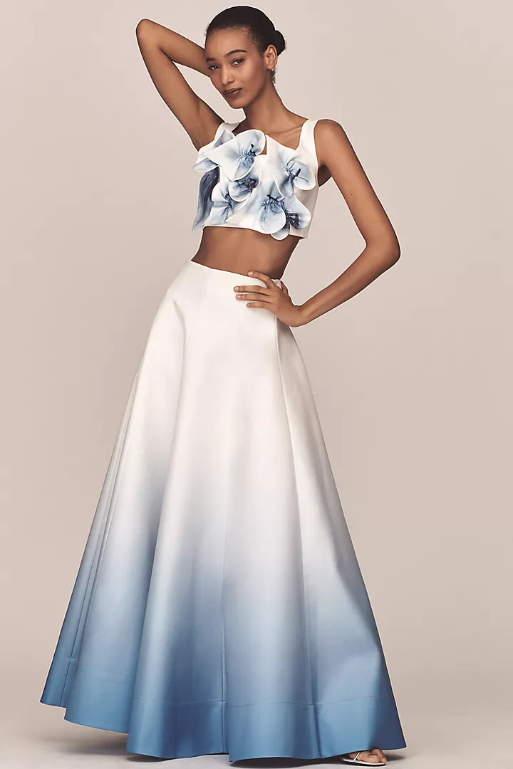 Blue Bloom Crop Top & Maxi Skirt Set