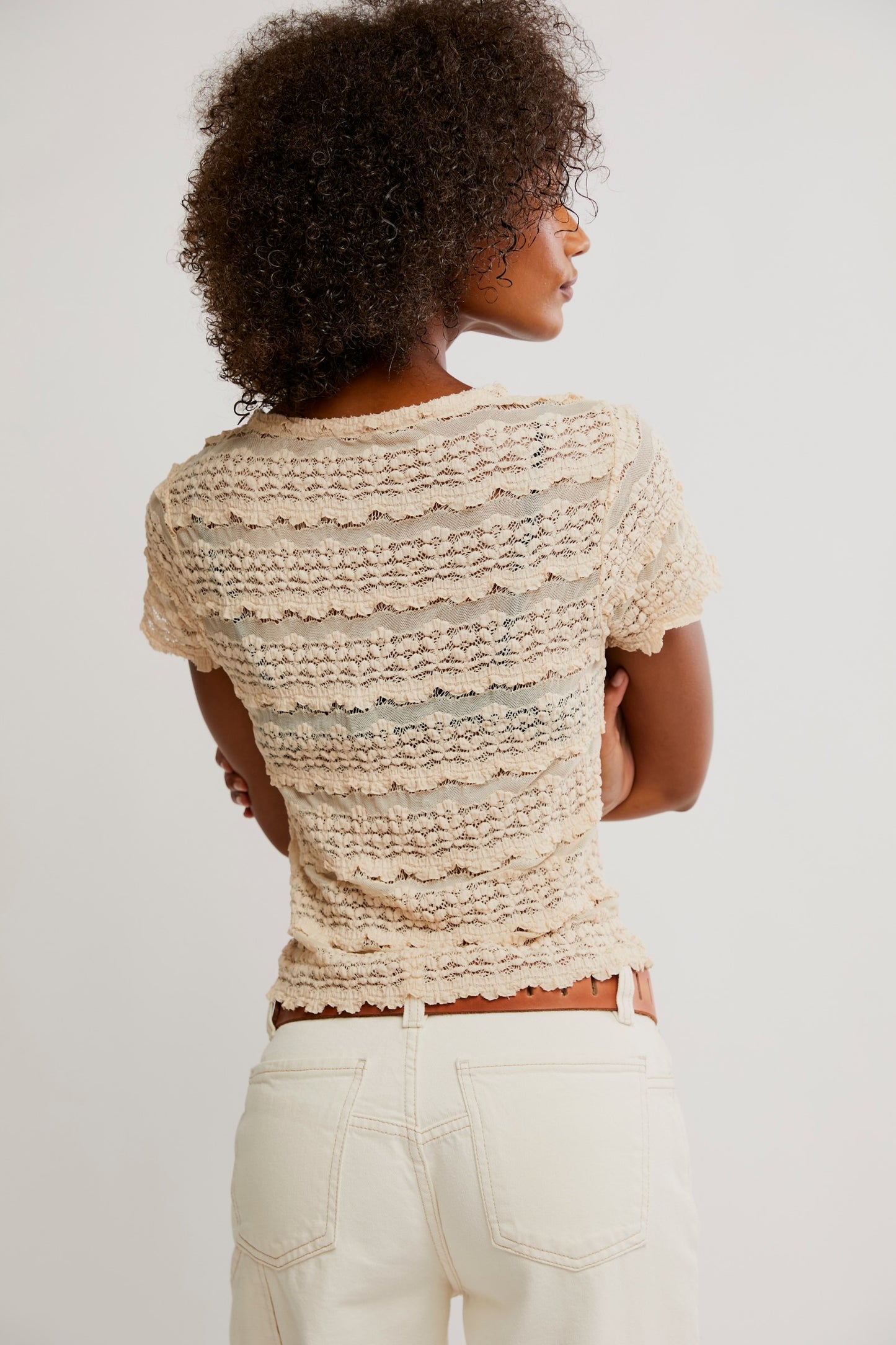 Angelina Lace Tee-Tea