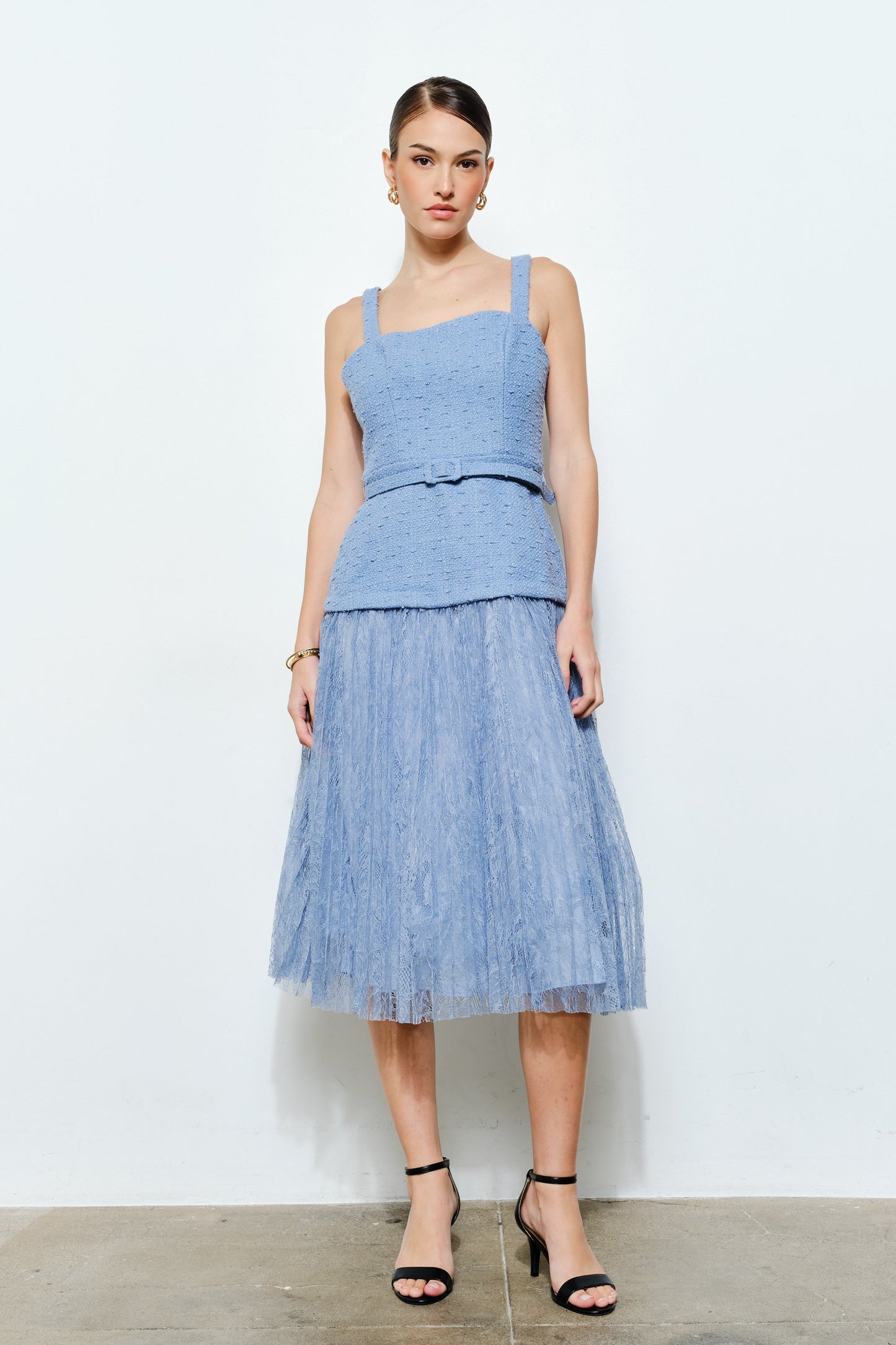 Bluebell Tweed Lace Midi Dress