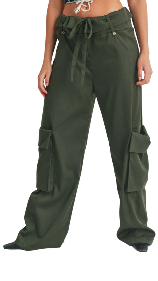 Ava Cargo Pants-Olive