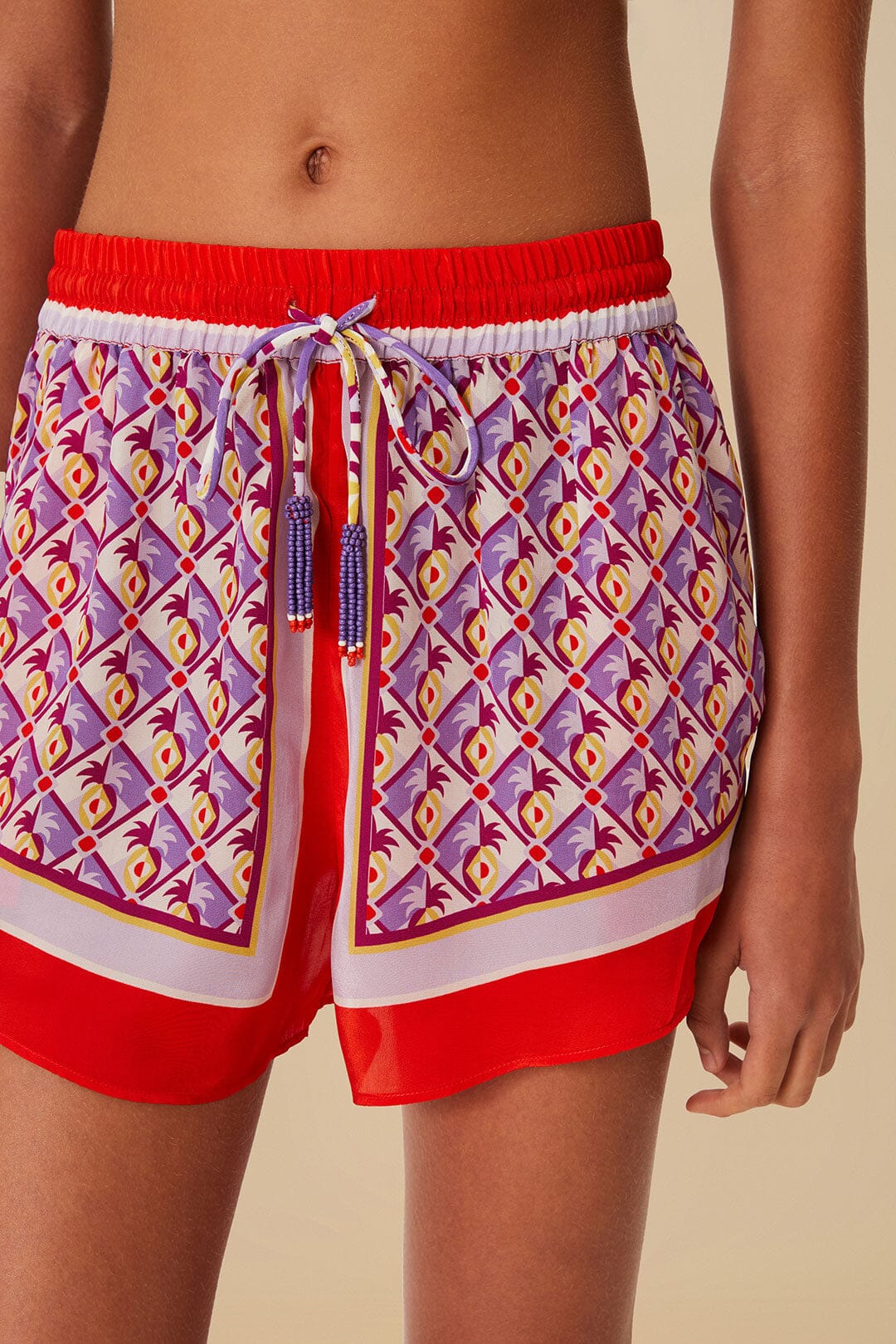 Multicolor Graphic Pineapple Scarf Shorts Set