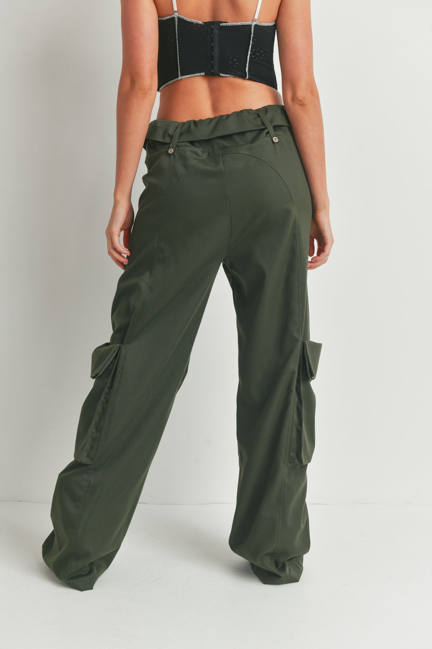 Ava Cargo Pants-Olive
