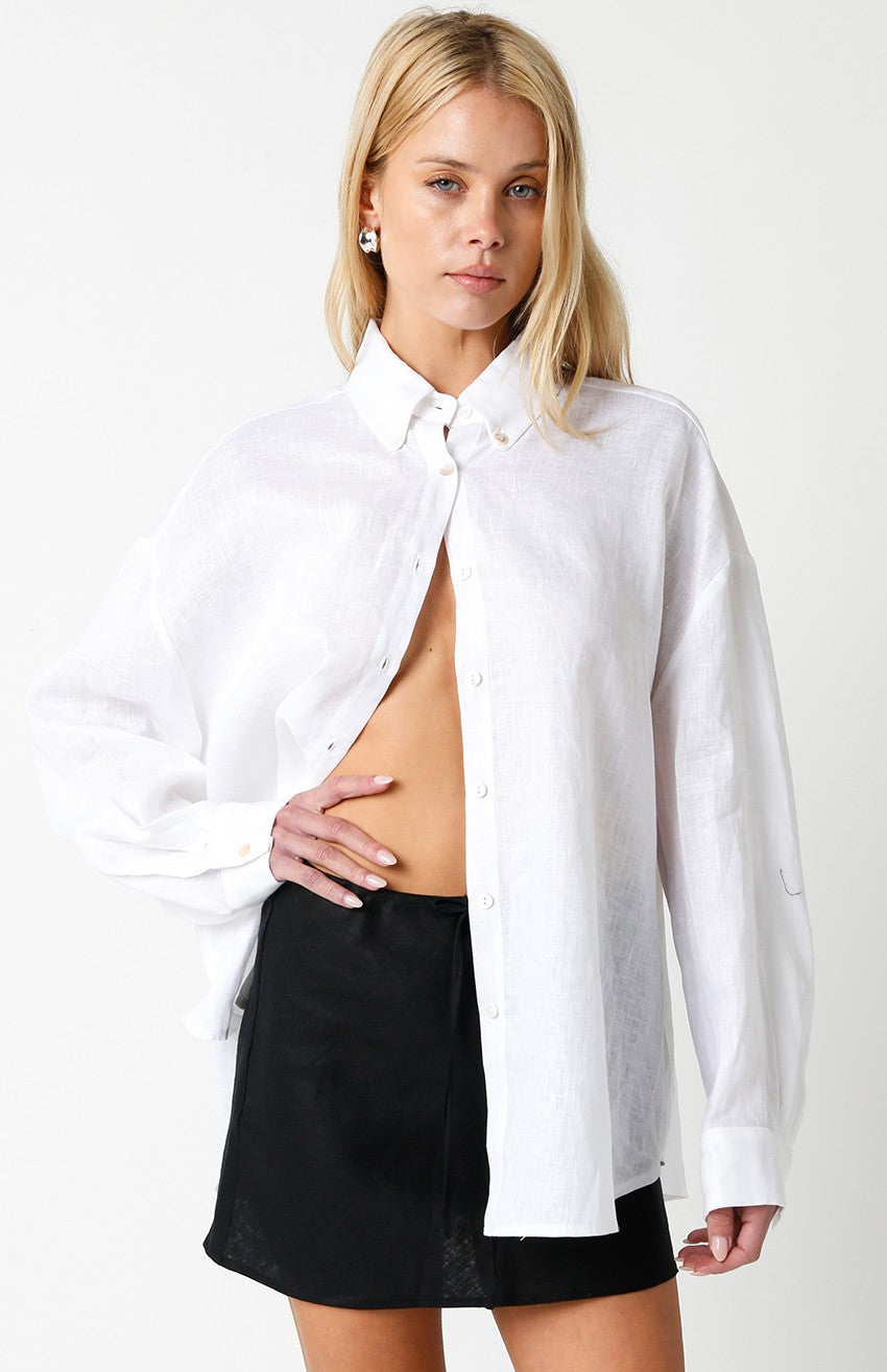 Elira Linen Shirt-White