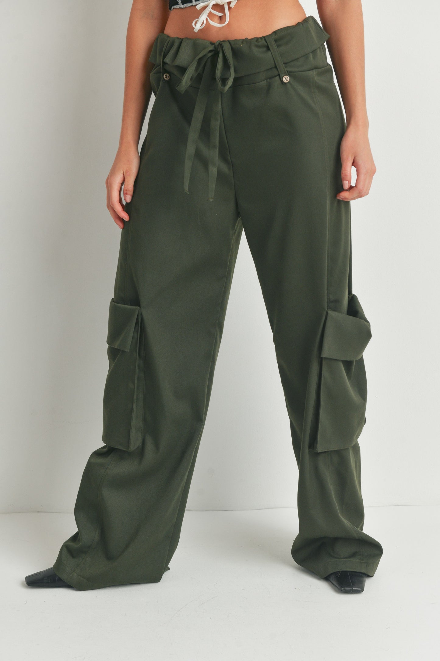 Ava Cargo Pants-Olive