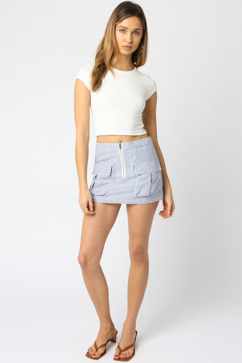 Elira Linen Skirt-Blue