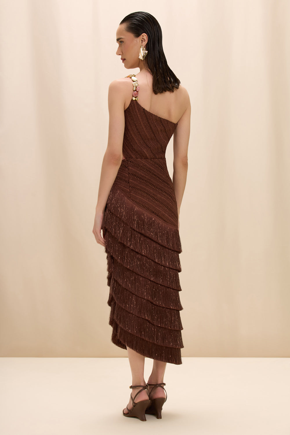 LILA FRINGE CUT OUT MIDI DRESS