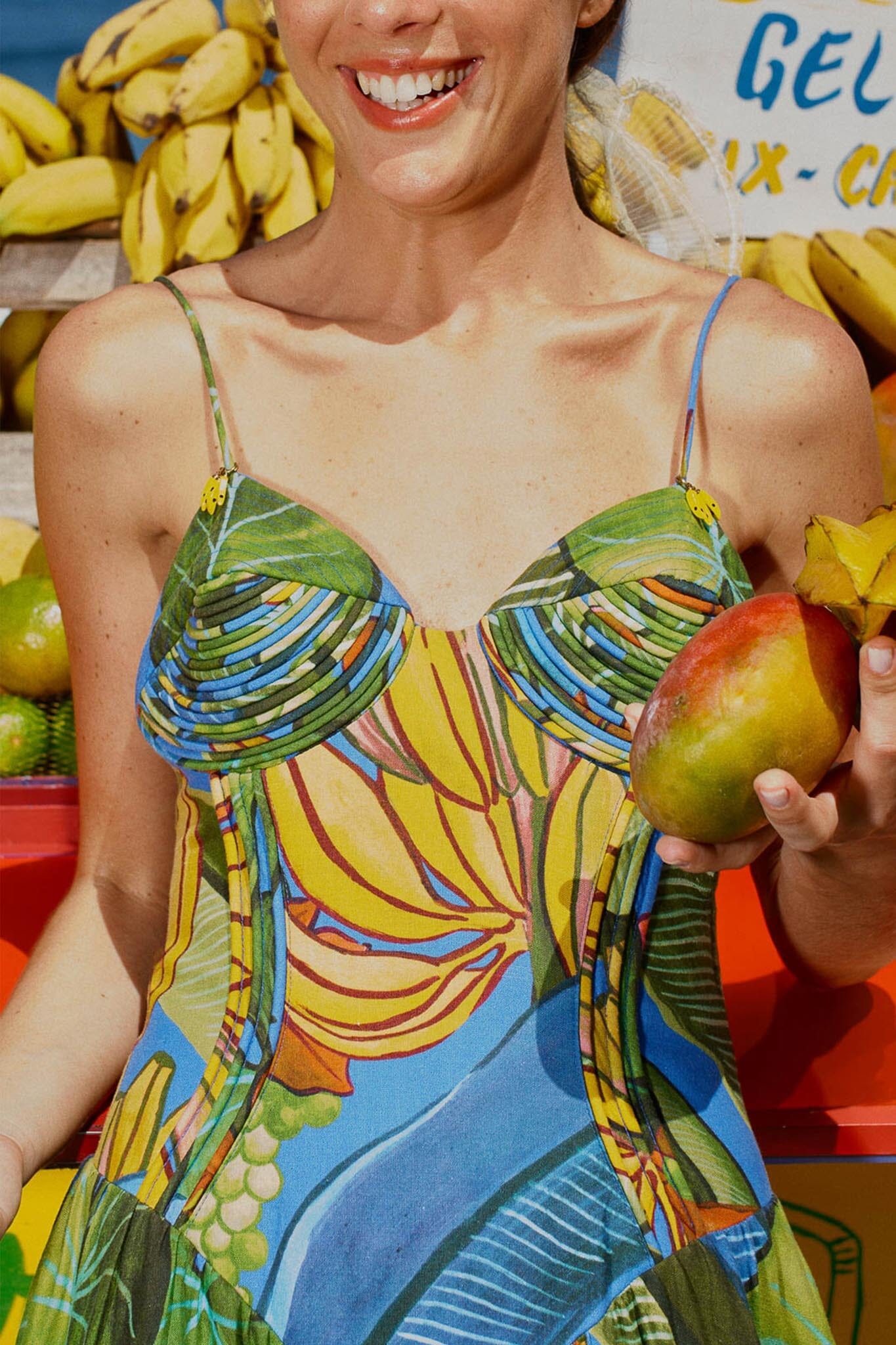 Blue Banana Grapes 3d Bodice Sleeveless Maxi Dress