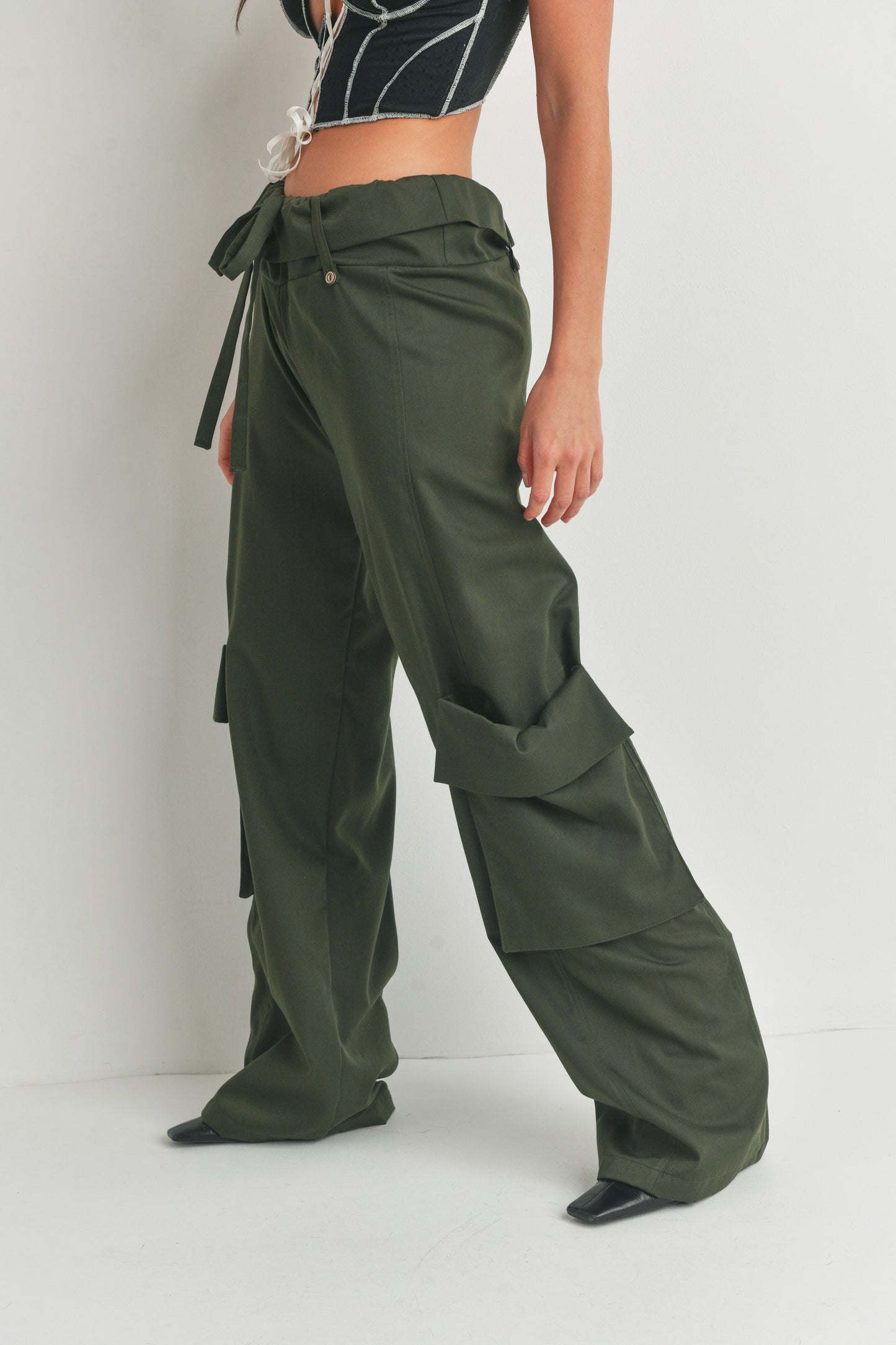Ava Cargo Pants-Olive