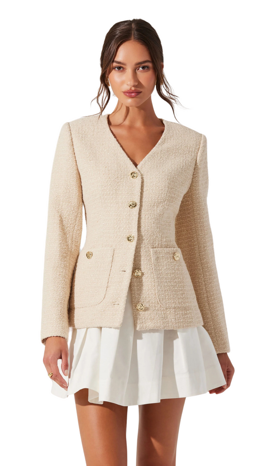 Lysanor Collarless Tweed Jacket