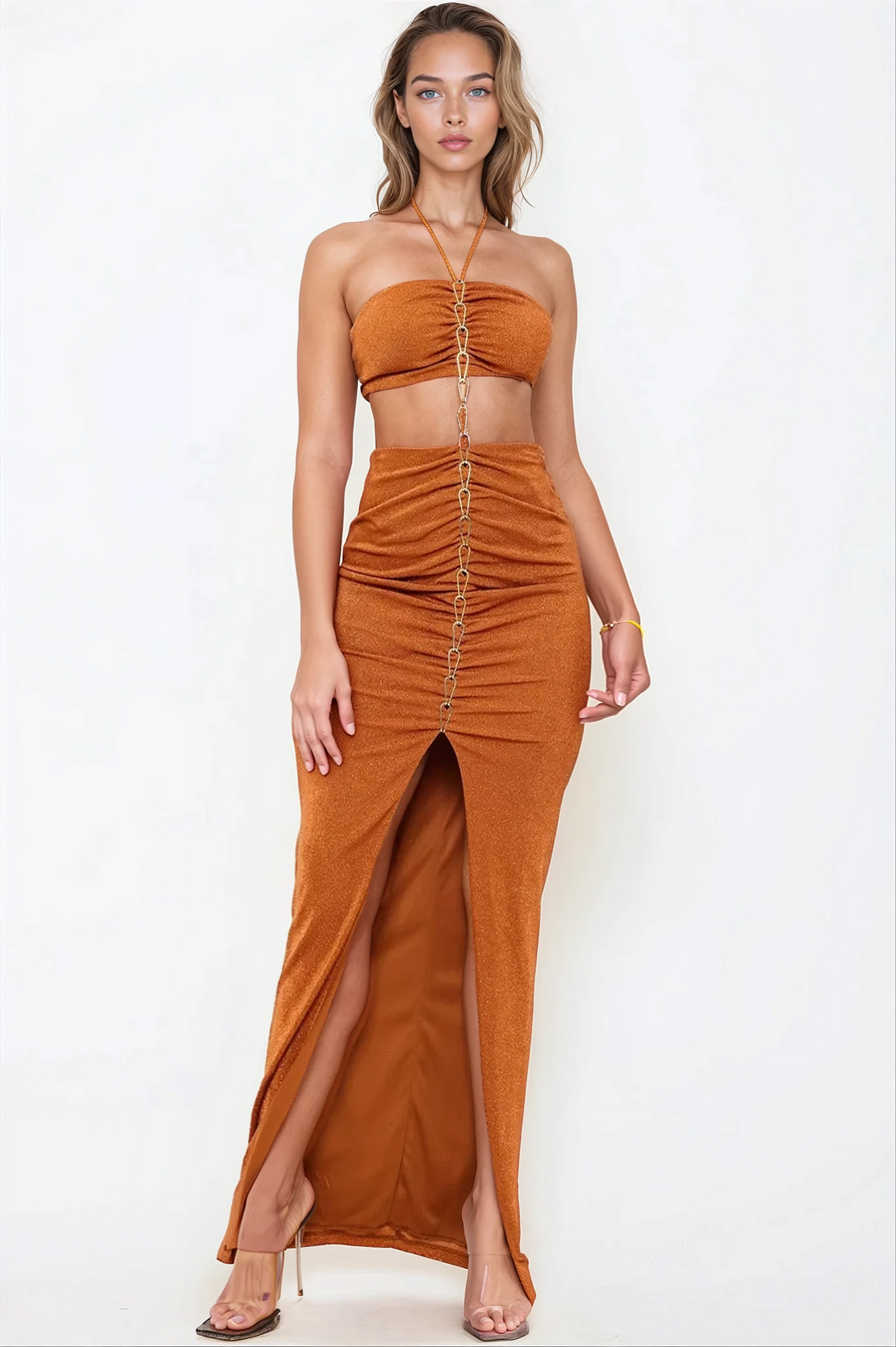 Chains Dress-Rust
