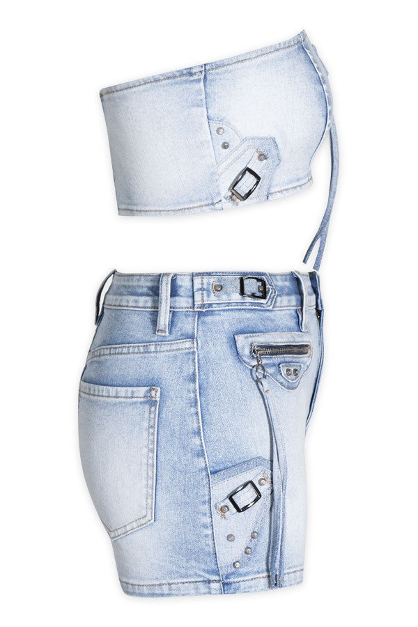 B Denim Skirt Set