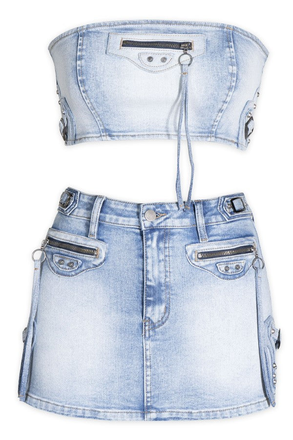 B Denim Skirt Set