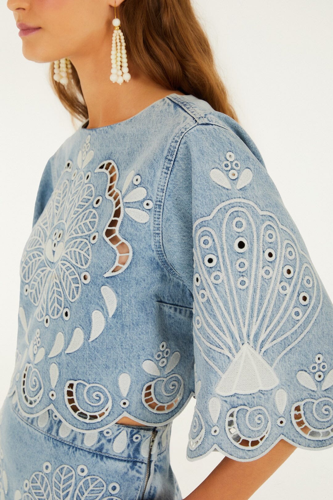 Denim Richelieu Kimono Sleeves Set