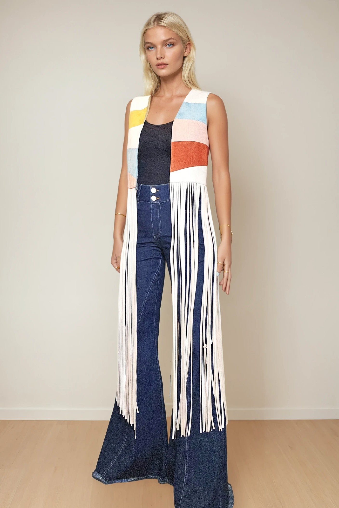Fringes Vest-Ivory