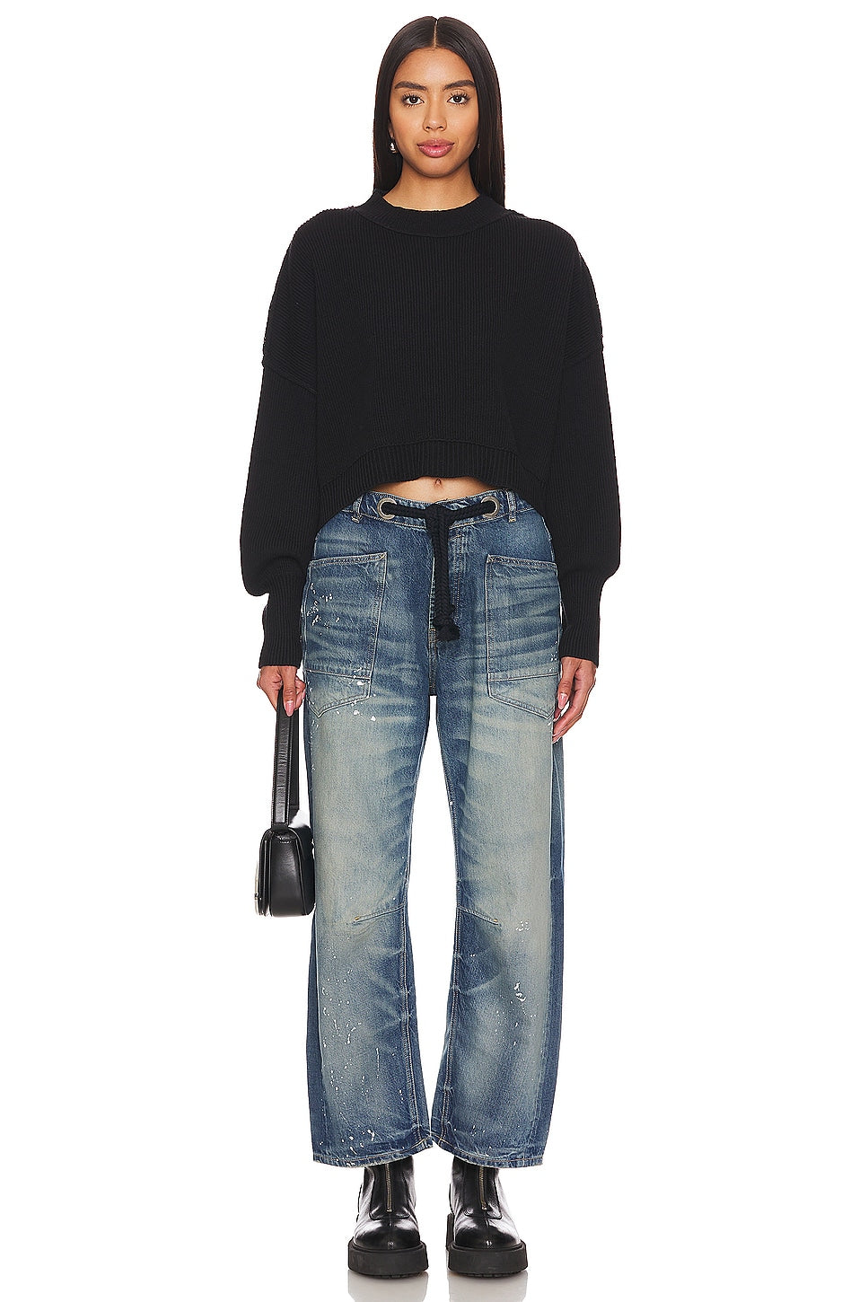 Moxie Low Slung Pull On Barrel Wide Leg-Timless Blue