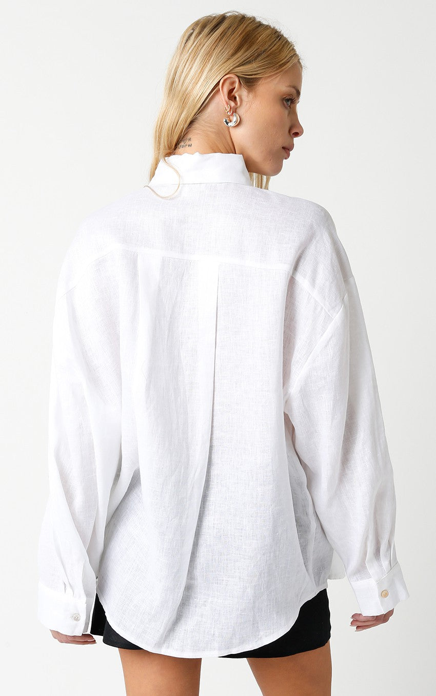 Elira Linen Shirt-White