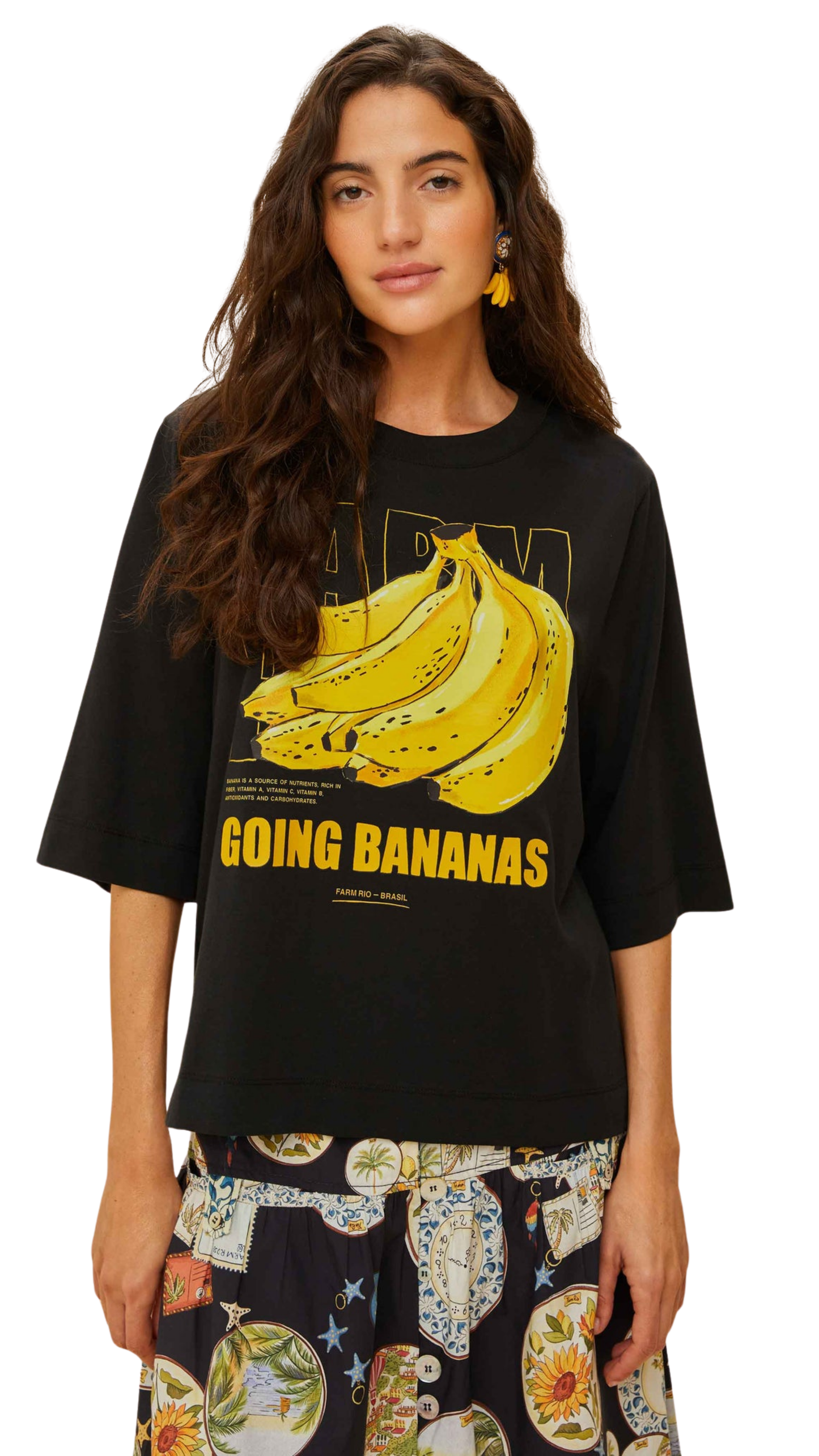 Black Tropical Bananas Organic Cotton T-Shirt