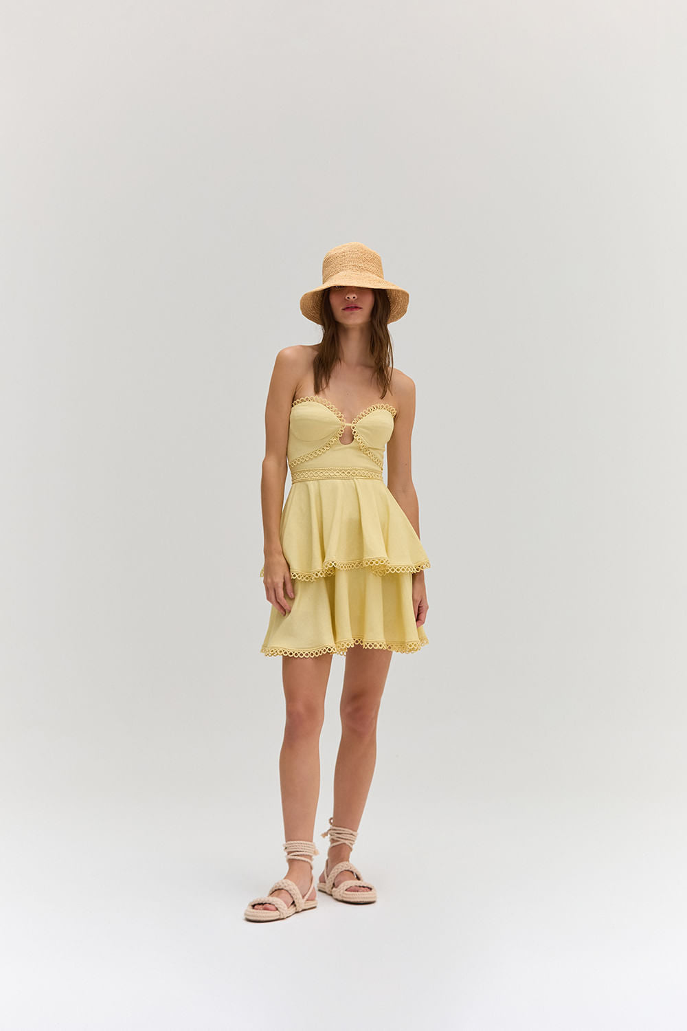 SHORT YELLOW CANDY LINEN DRESS