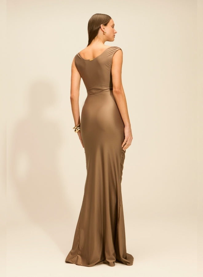 Melange Long Brown Dress