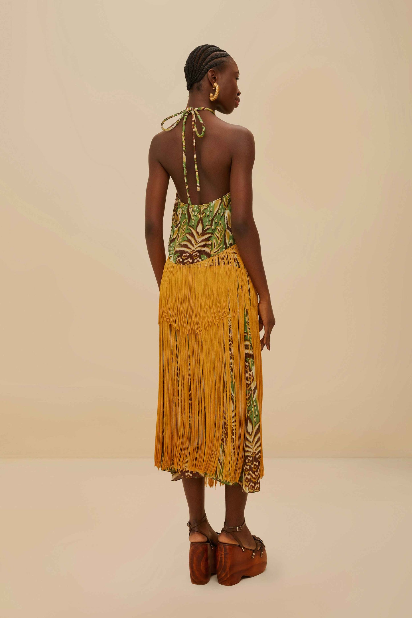 The Pineapple Tapestry Green Fringe Midi Skirt Set