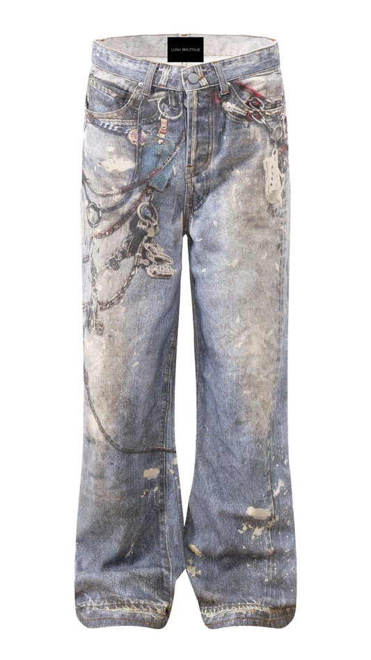 3D Denim Pants