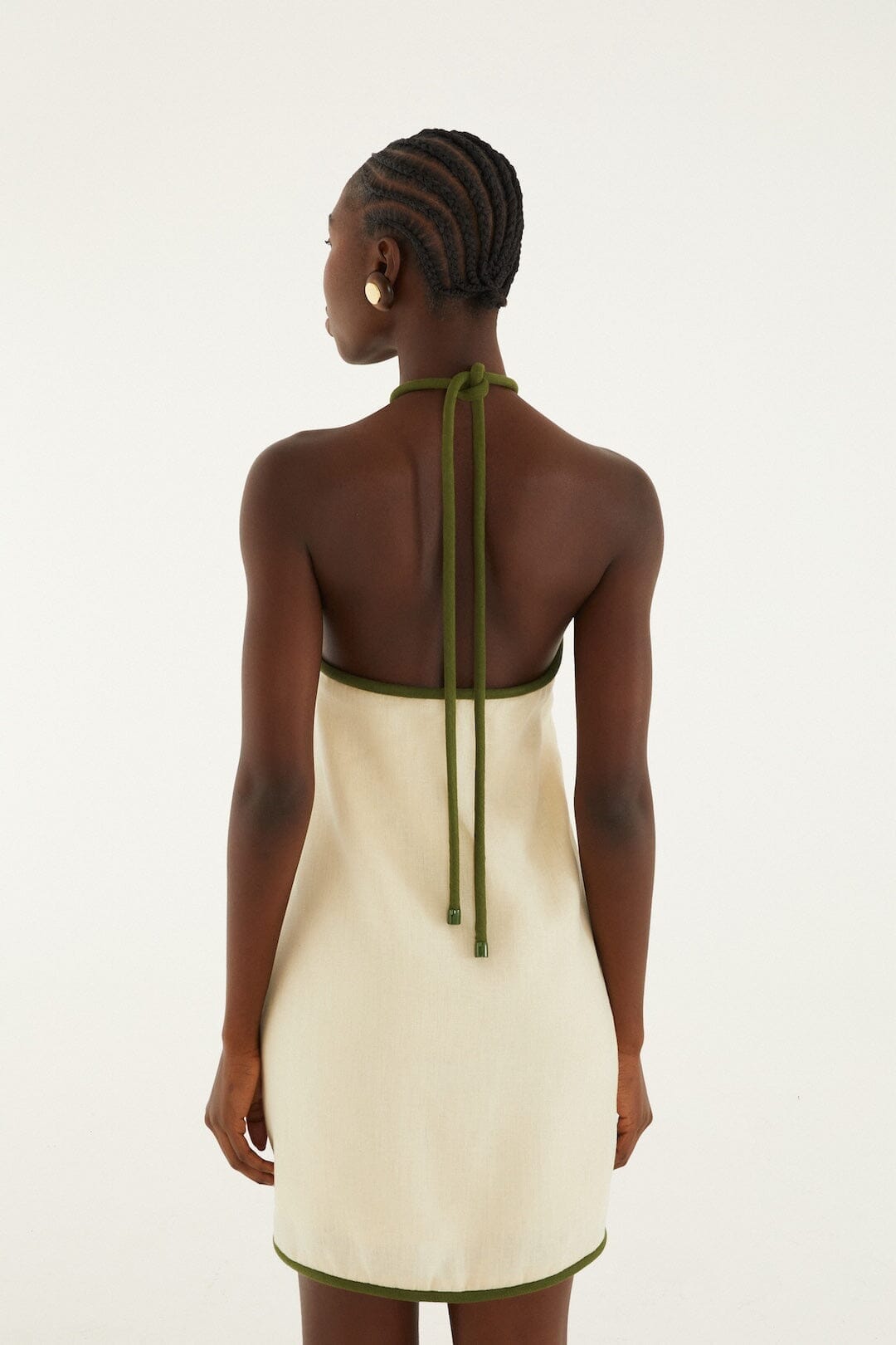 Sand Coconut Embroidery Mini Dress