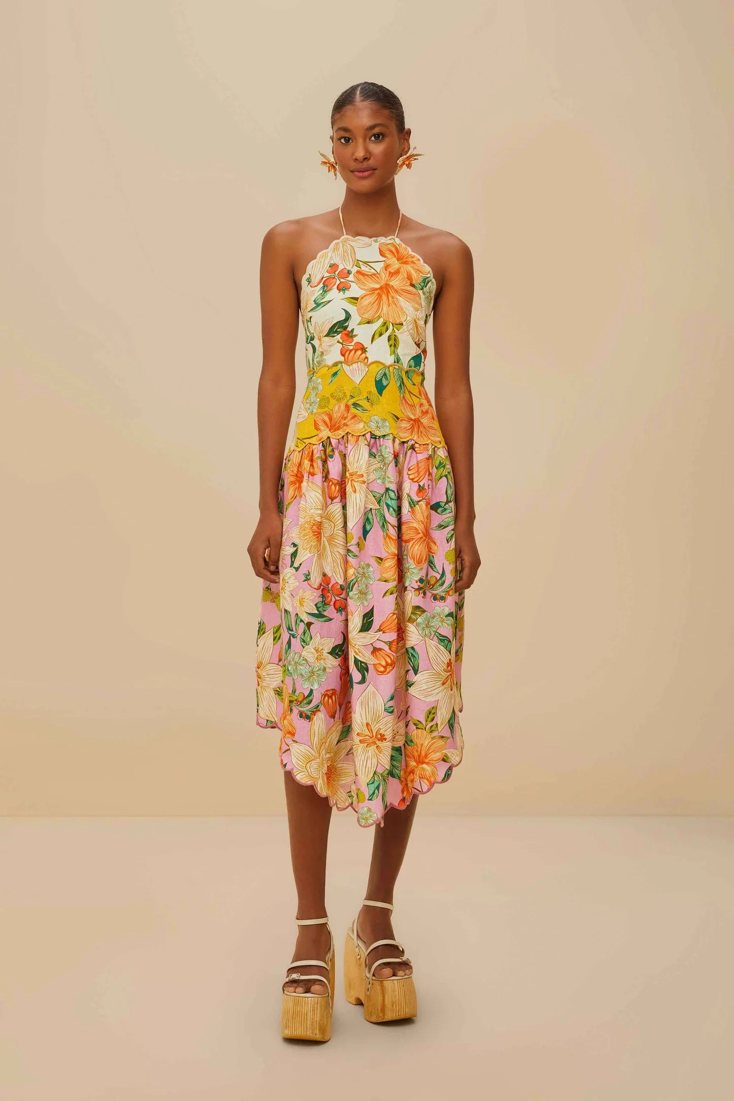 Guaragarden Linen Sleeveless Midi Dress
