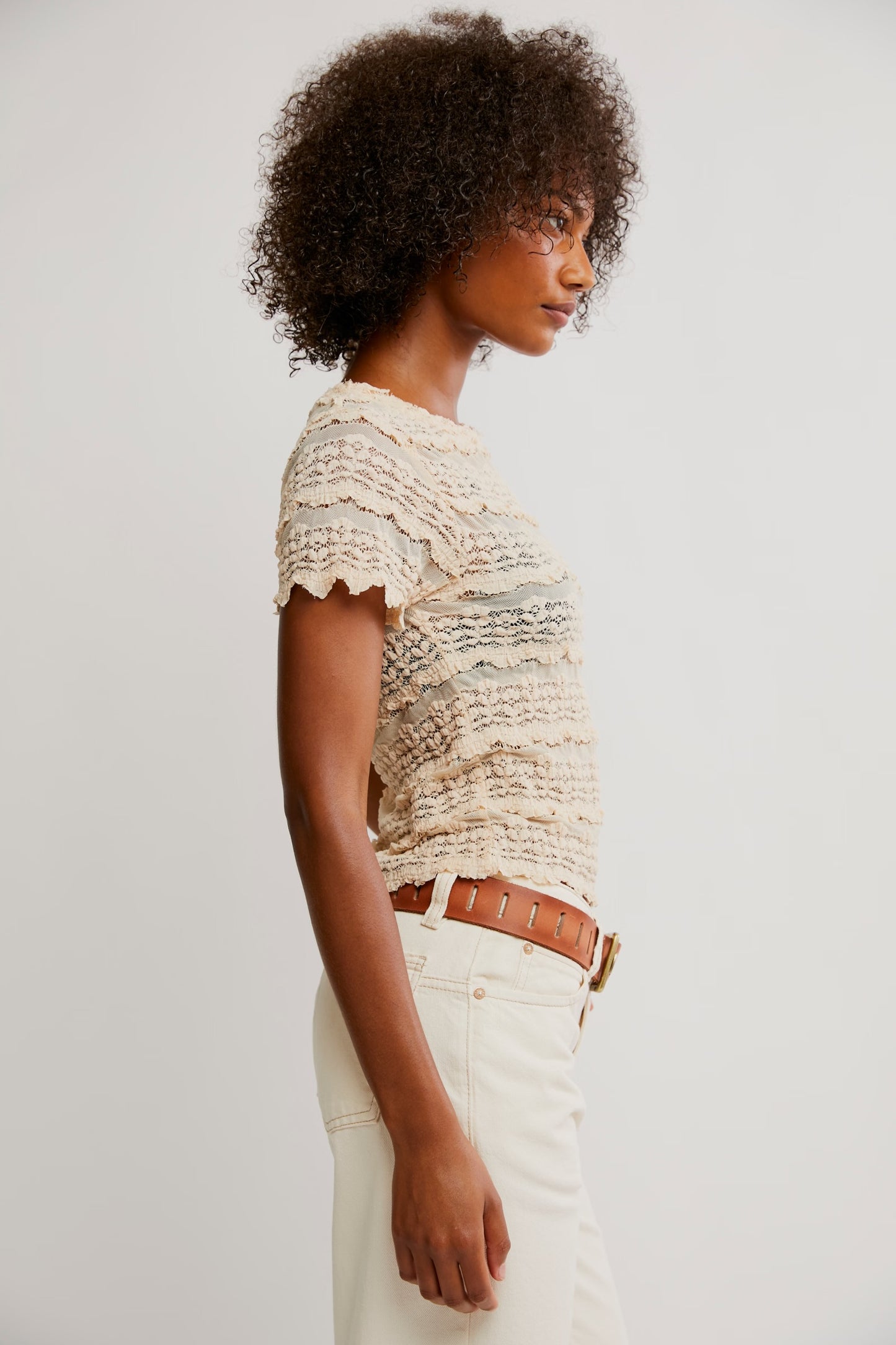Angelina Lace Tee-Tea