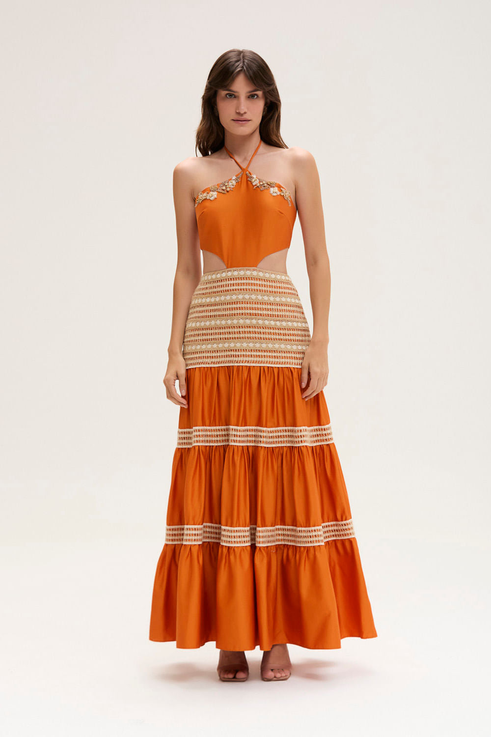 AMARANTH MAXI DRESS-ORANGE