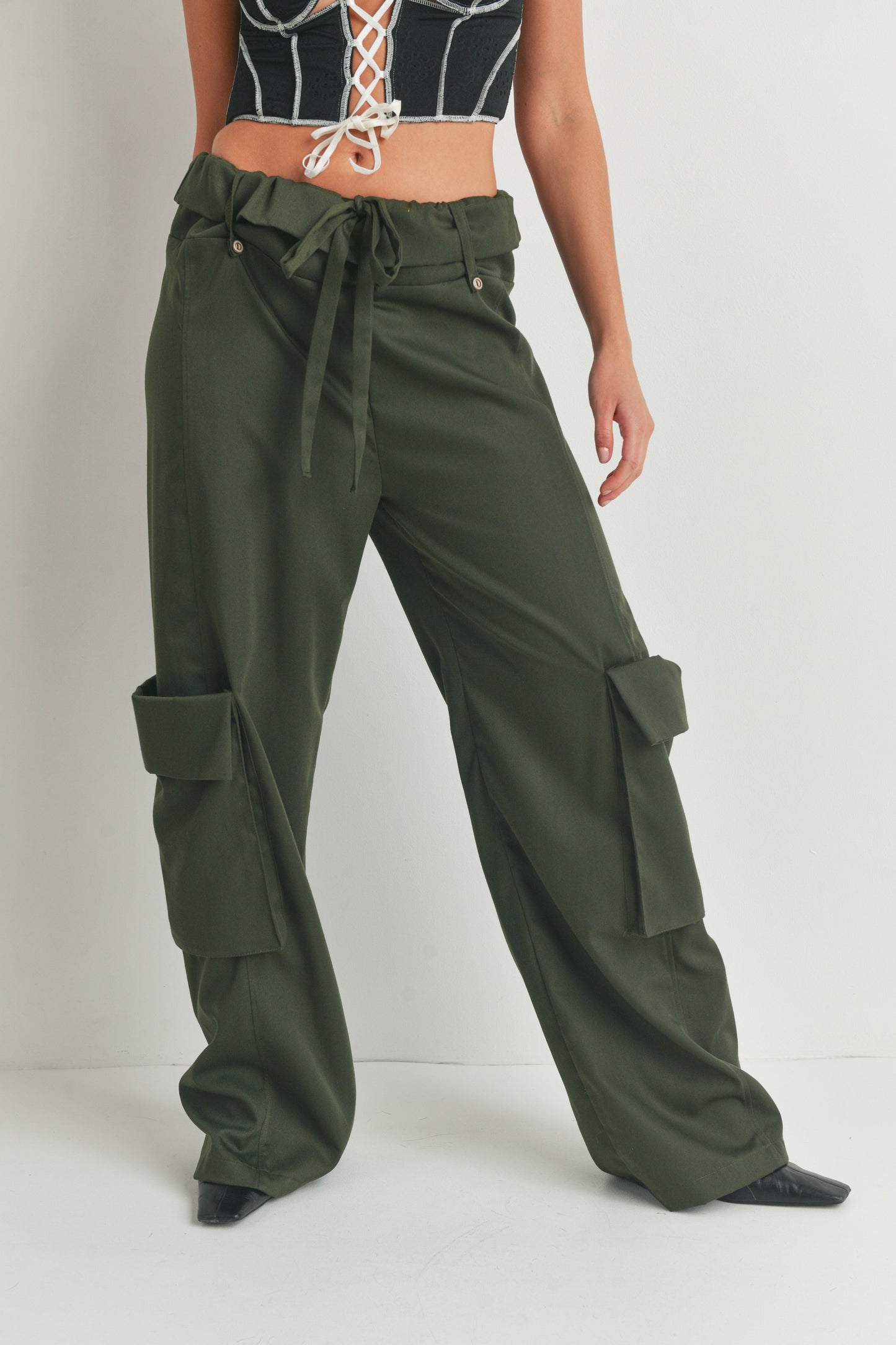 Ava Cargo Pants-Olive