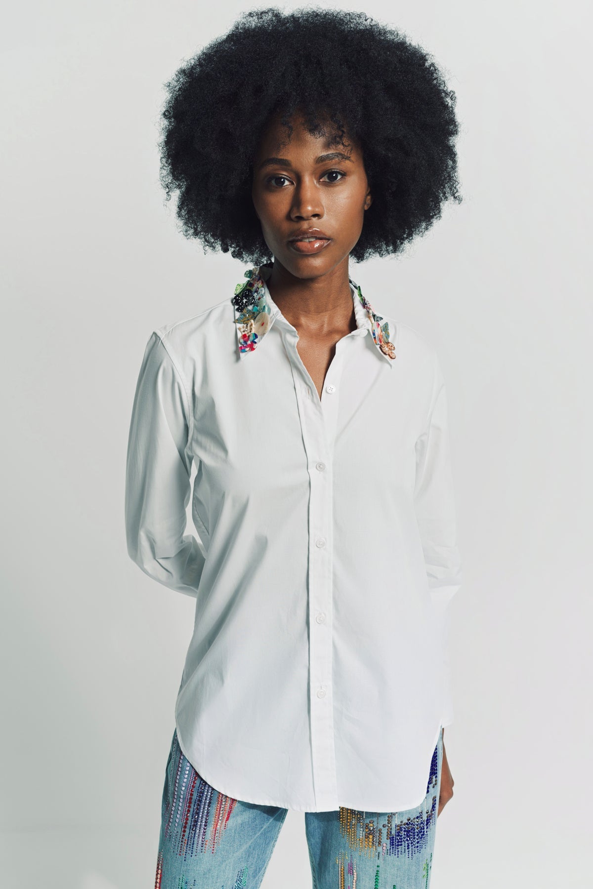 Floral Appliqué Shirt