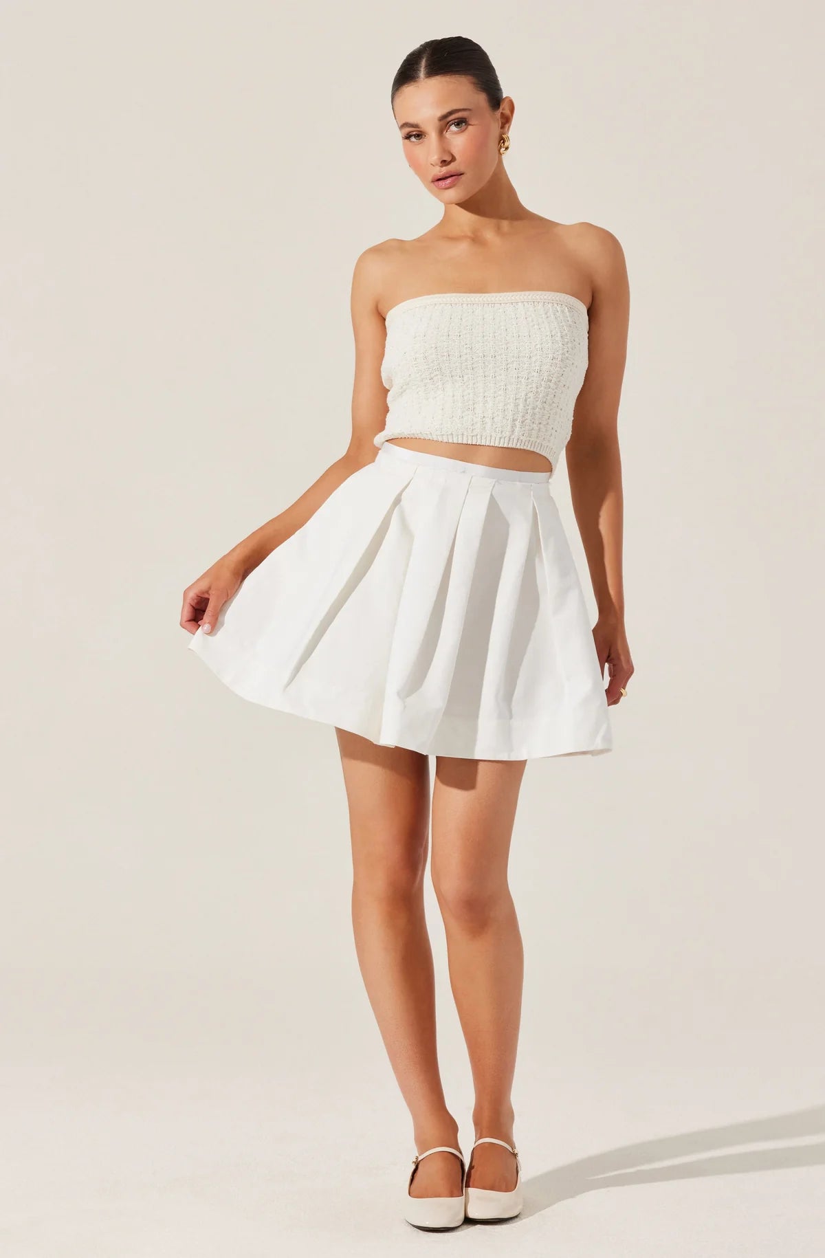 Antheia Pleated Mini Skirt-White