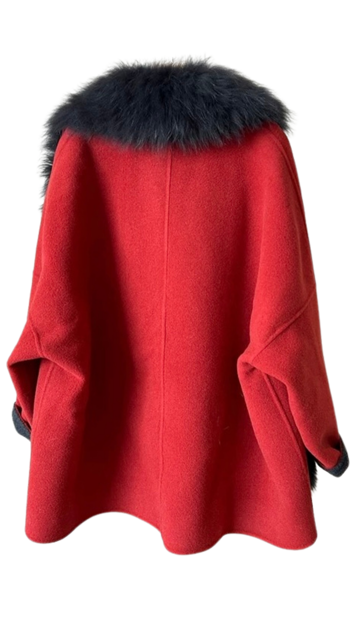 Fernanda Fox Fur and cashmere coat-Dark Red