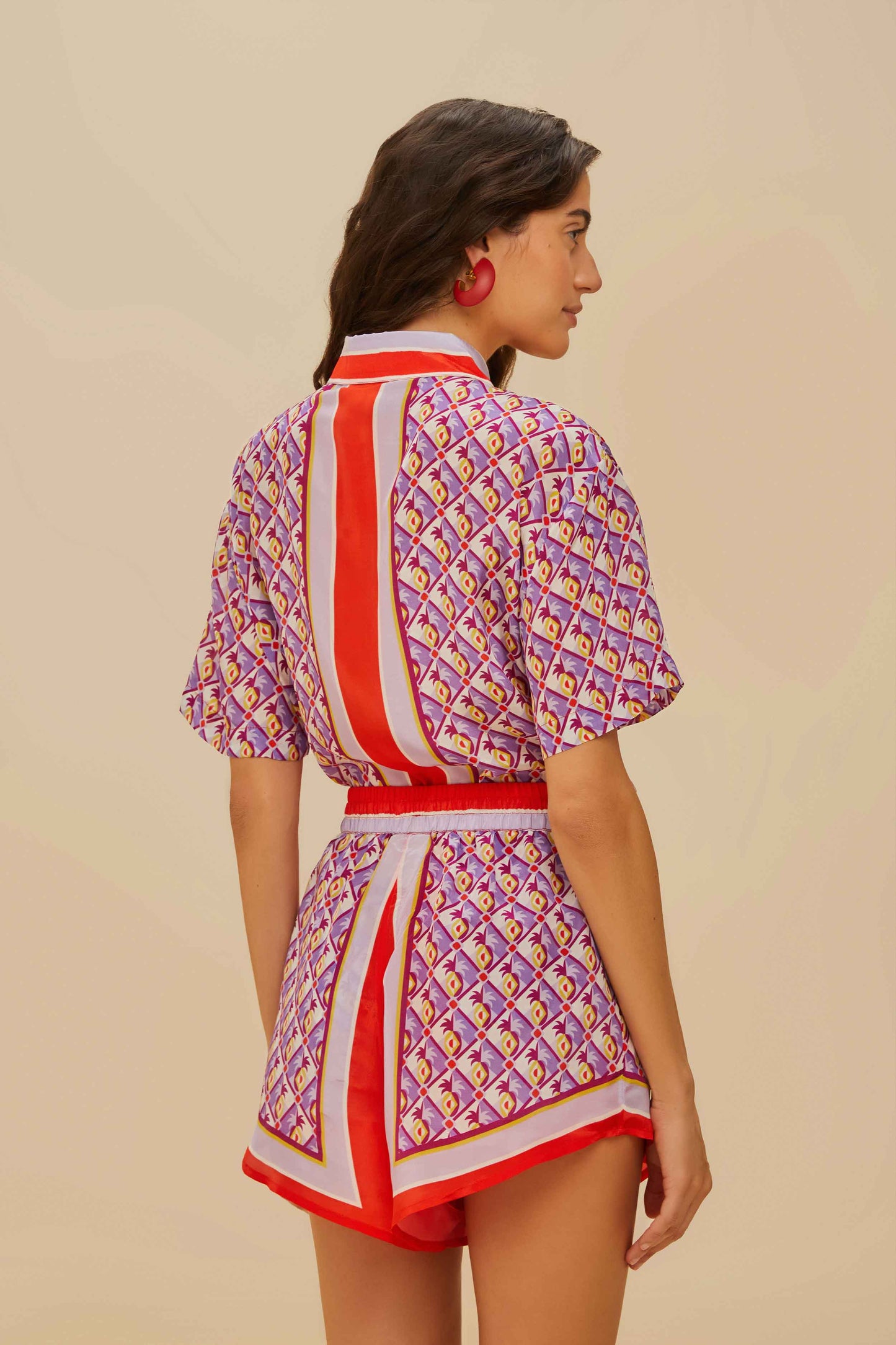 Multicolor Graphic Pineapple Scarf Shorts Set