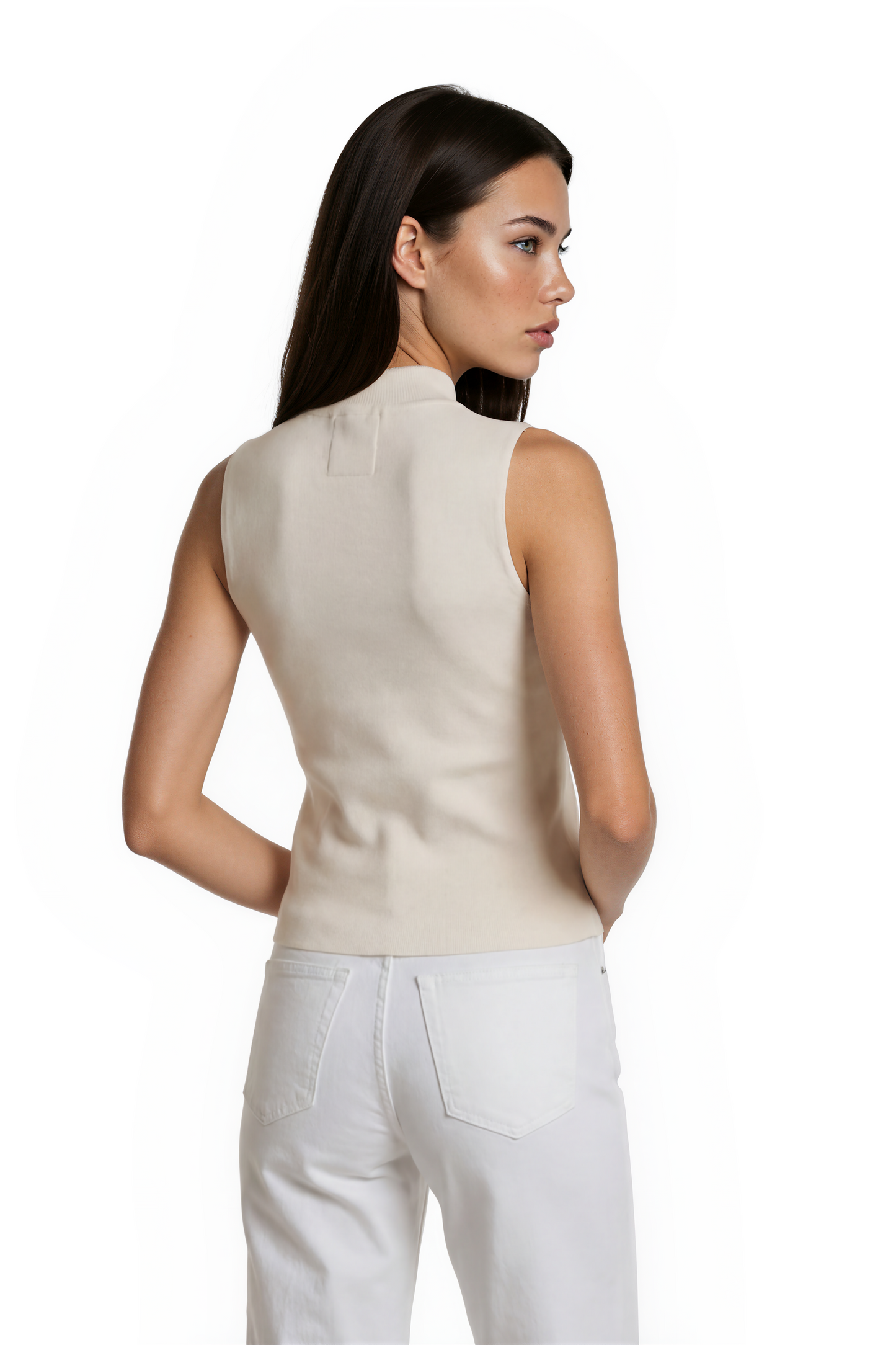 Beige Rosette Button Top