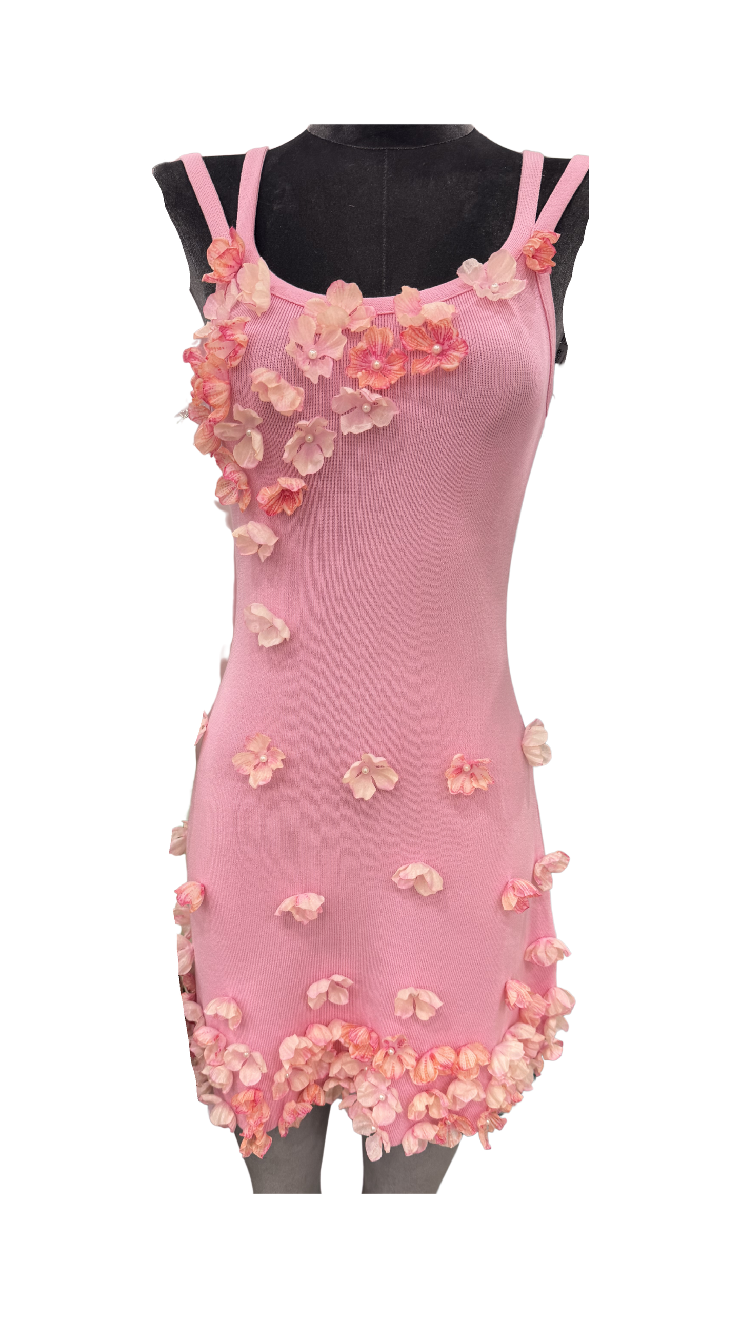 Pink 3D Floral Mini Dress