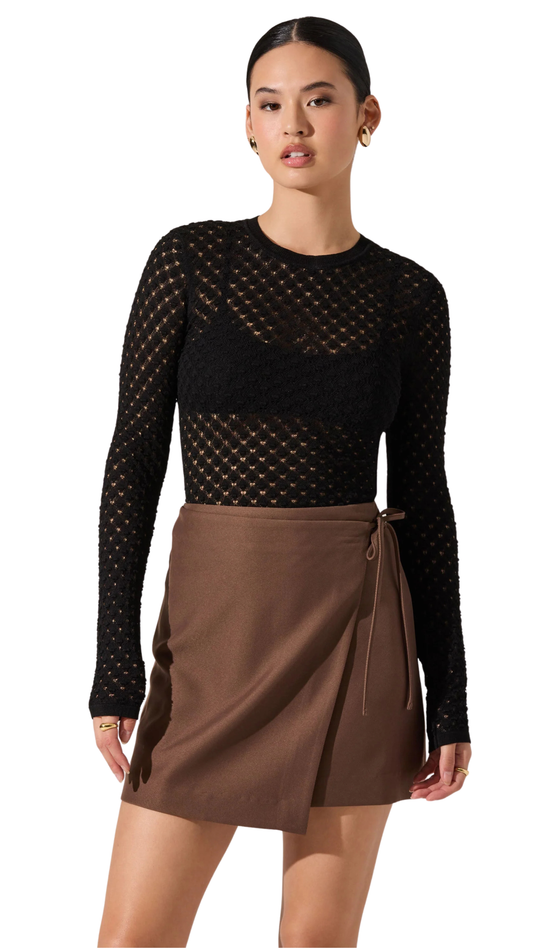 Dex Textured Sweater Top-Black
