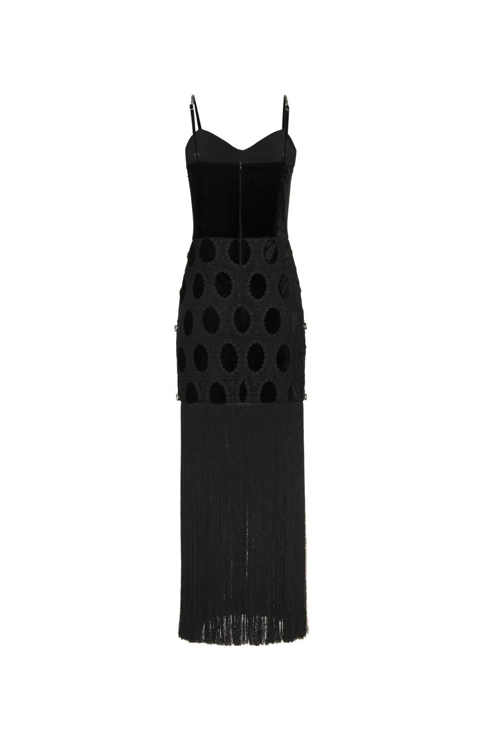 BEADED VELVET LACE MAXI DRESS