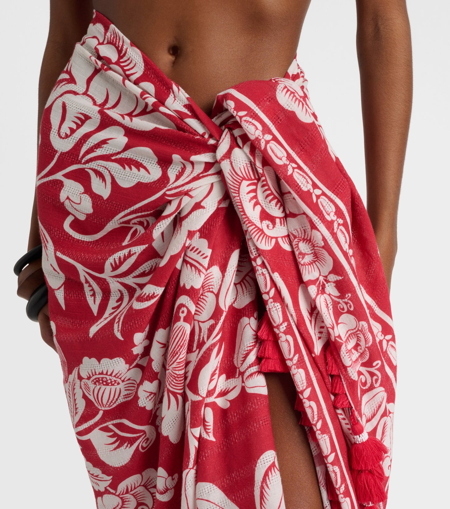 Cashew And Birds printed cotton beach cover-up