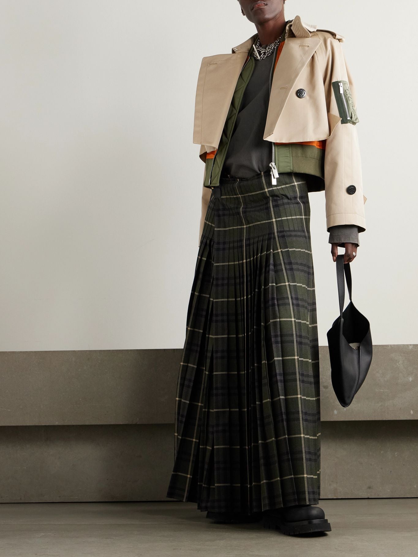 Trench Cropped Gabardine Bomber Jacket