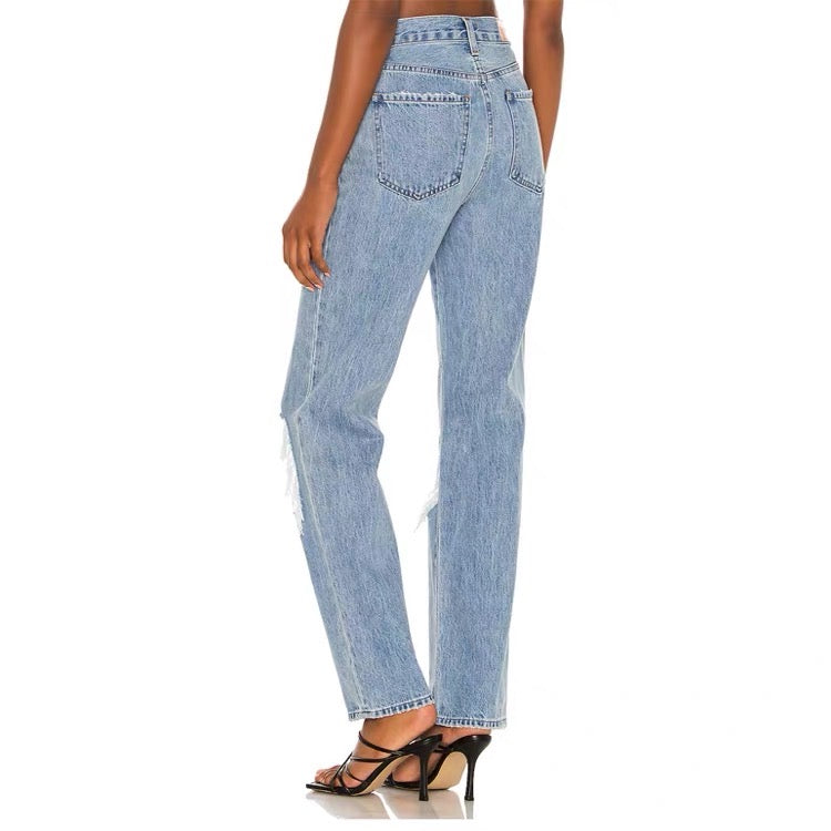 Cassie Super High Rise Straight Denim pants