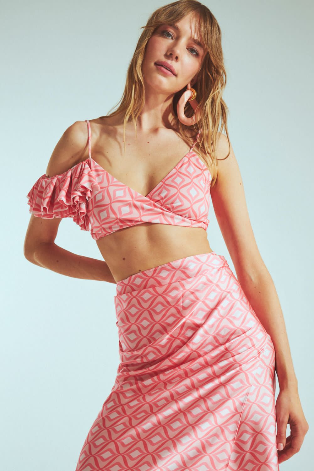 Pinky Wrap Skirt Set