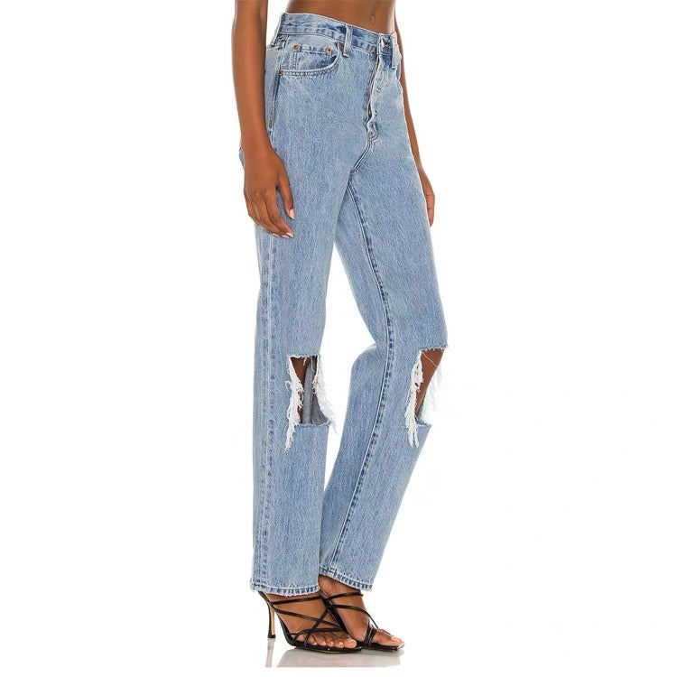 Cassie Super High Rise Straight Denim pants