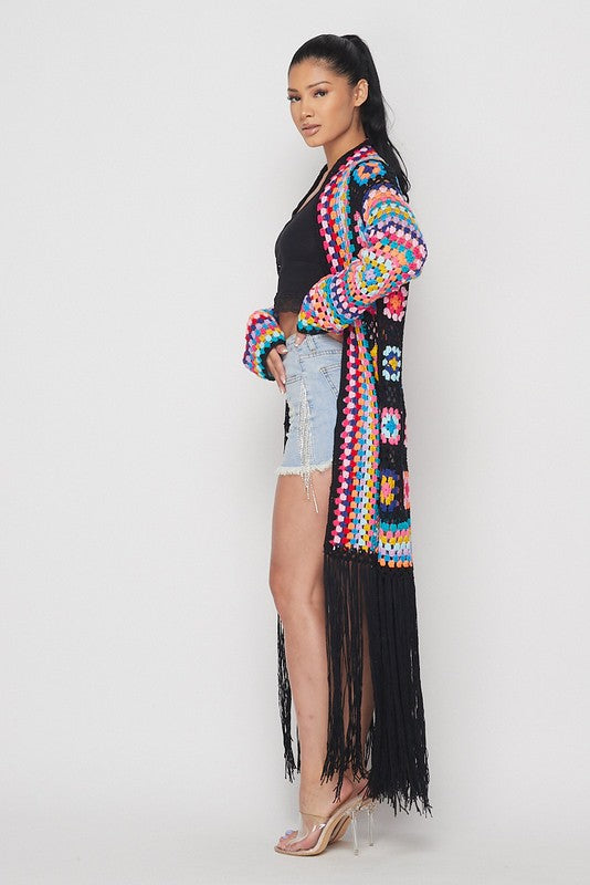 Crochet flower cardigan