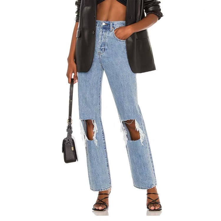 Cassie Super High Rise Straight Denim pants