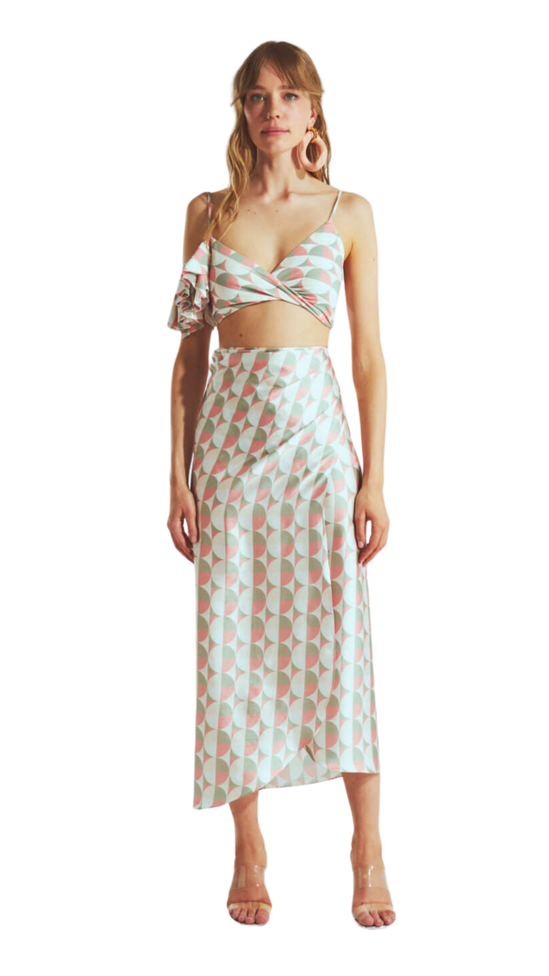 Grey Groove Wrap Skirt Set
