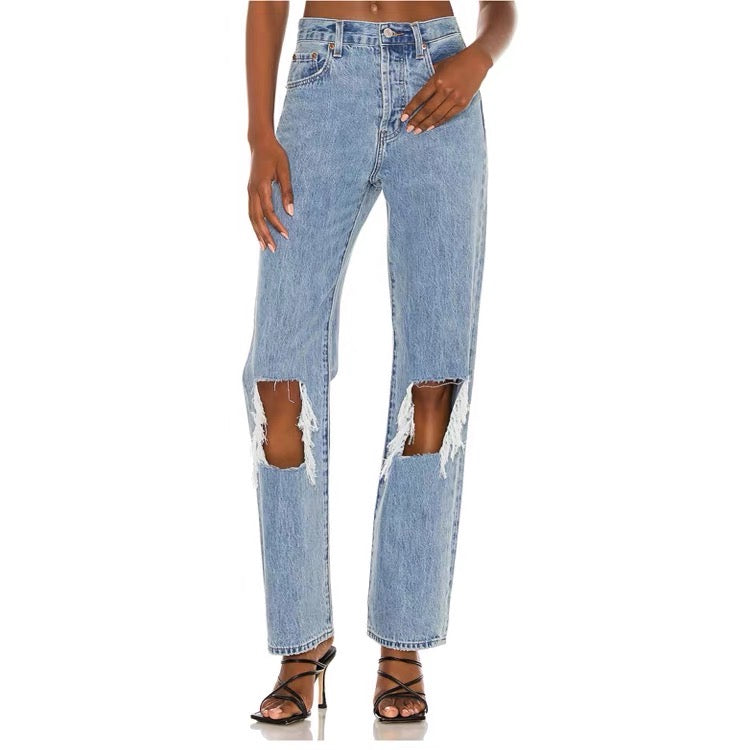 Cassie Super High Rise Straight Denim pants