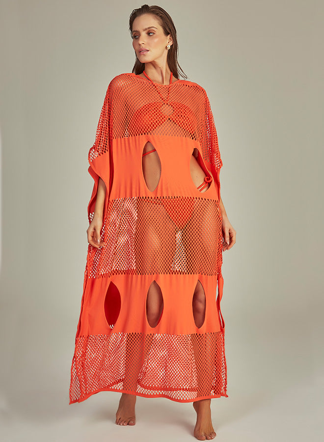 Nets and Holes Kaftan Orange