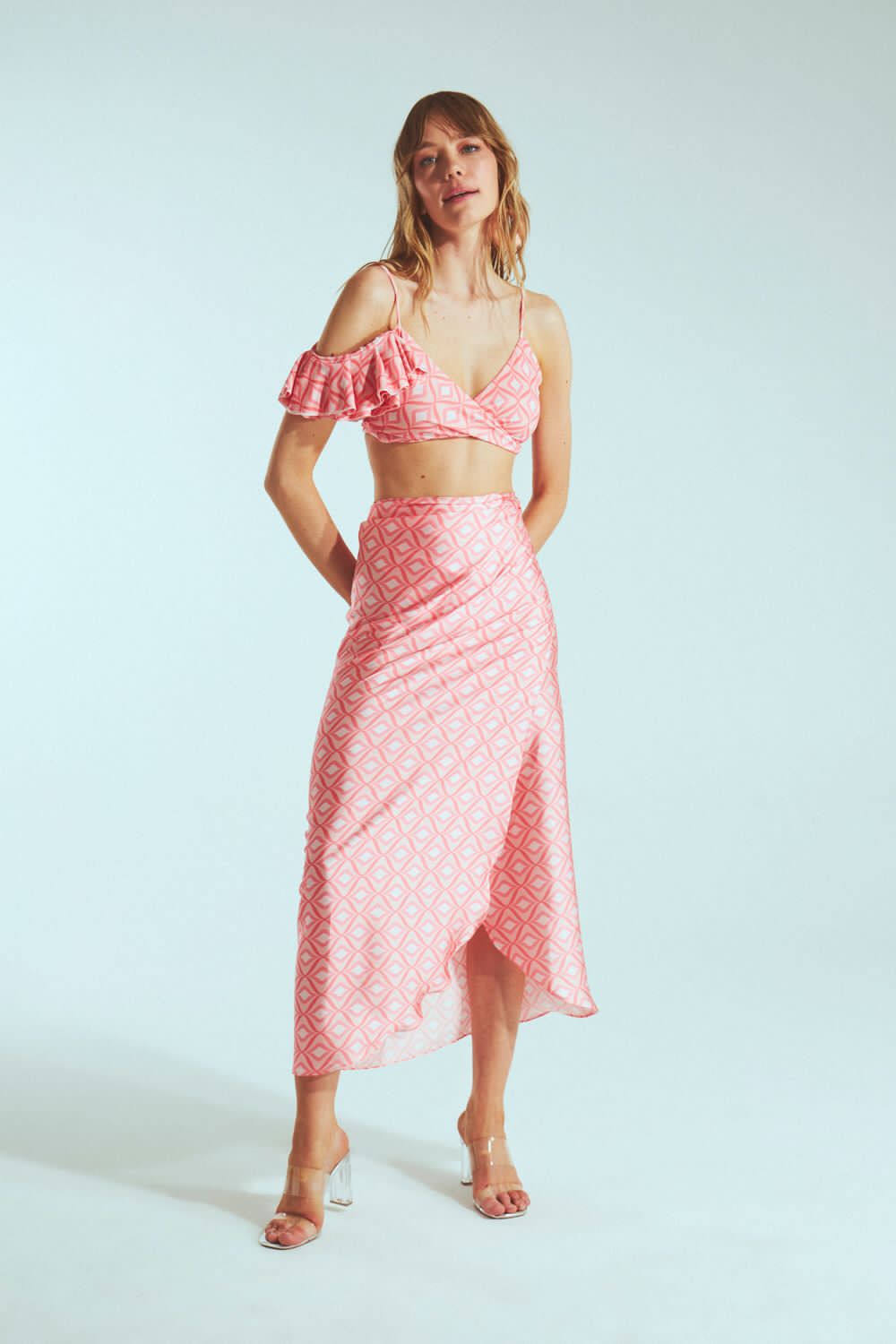 Pinky Wrap Skirt Set