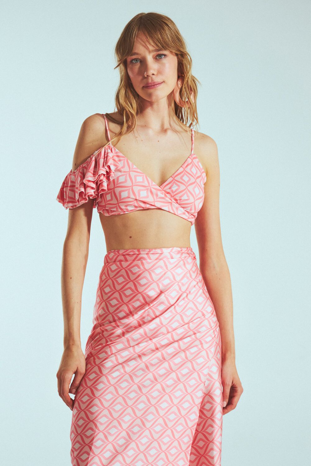 Pinky Wrap Skirt Set